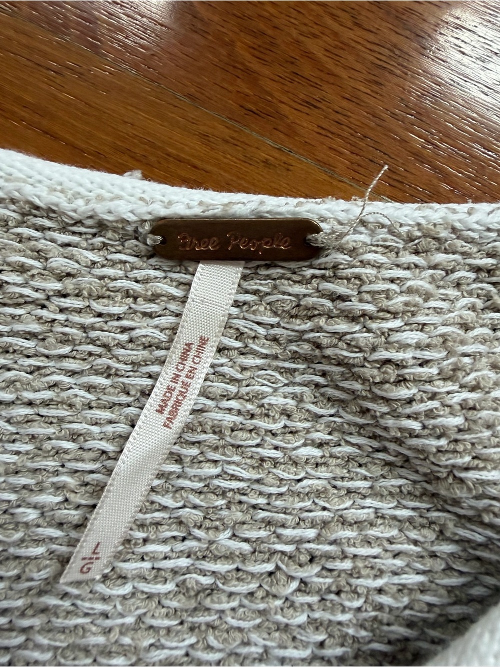 Free People Beige Cream Trim Lightweight Knit Sweater - Picture 2 of 3